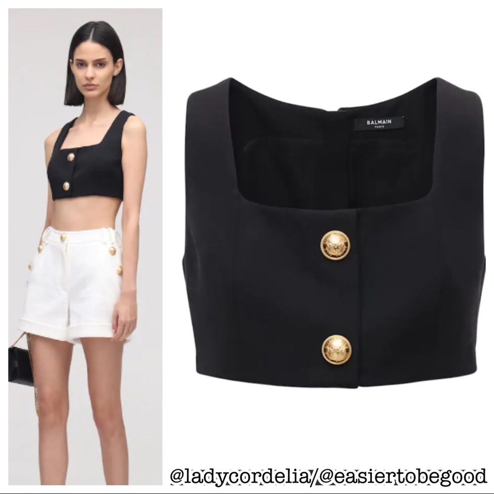 NWT Balmain wool crop top w/buttons FR44/US12